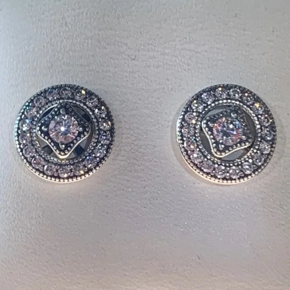 Pandora vintage allure earrings,  clear cubic zirconia - Picture 3 of 4